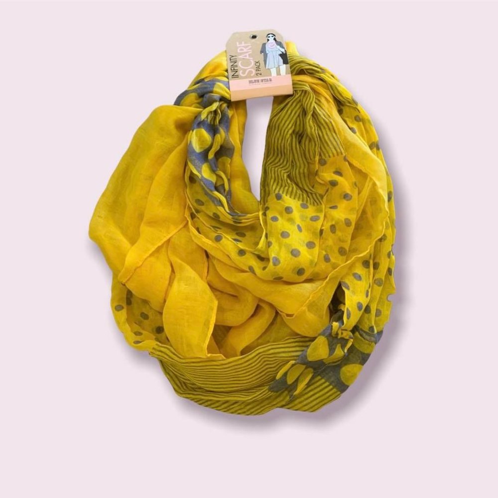 Blue Star Infinity Scarf 2-Pack BRAND NEW With Tags Yellow Polka-Dot